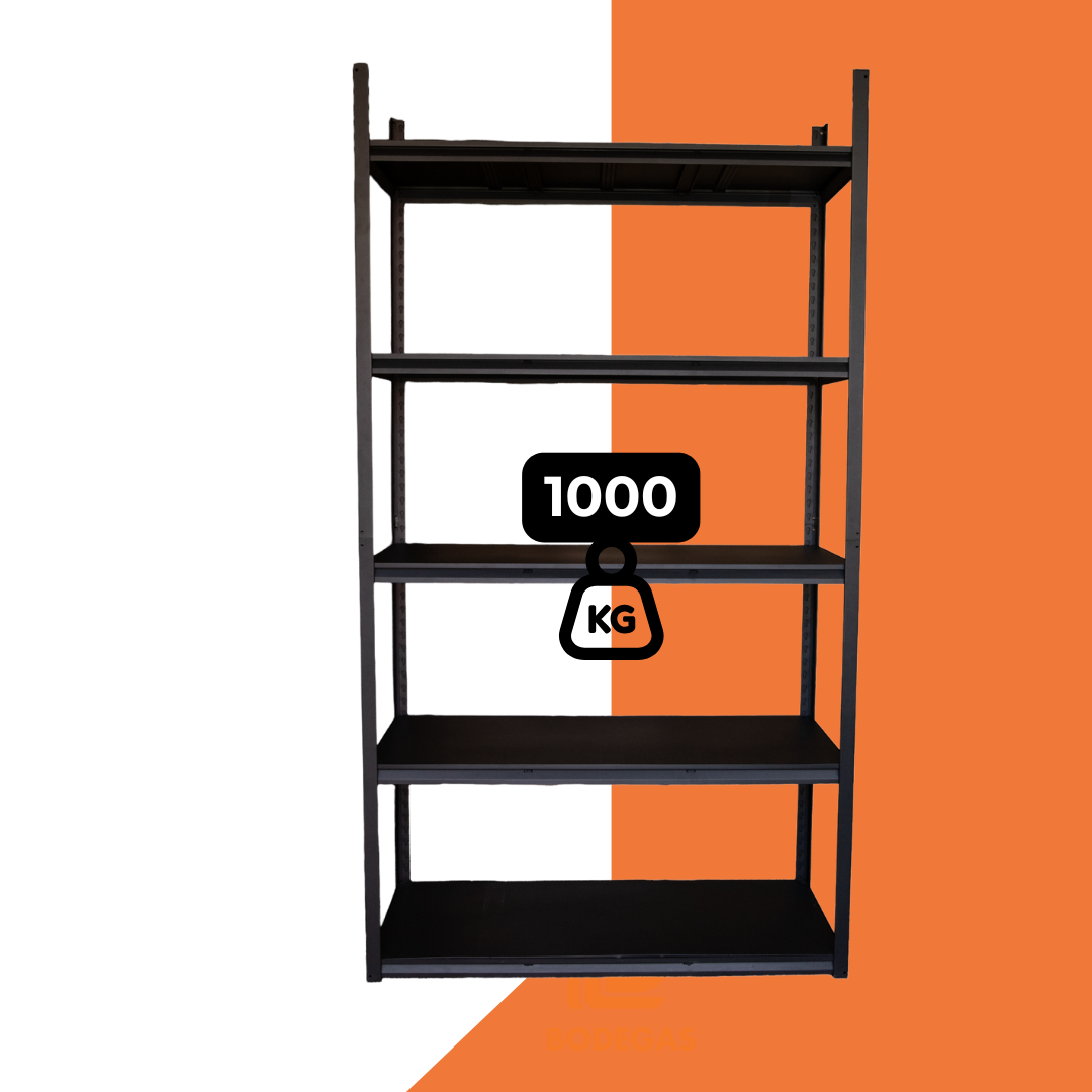 Estante metálico negro 220x120x45 cm 1000kg - D-Bodegas