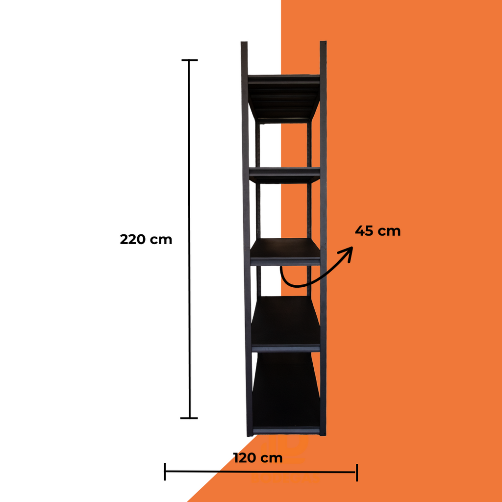 Estante metálico negro 220x120x45 cm 1000kg