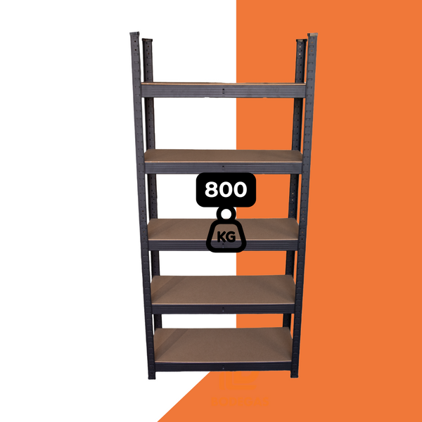 Estante metálico negro 152x70x30 cm MDF 800kg - D-Bodegas