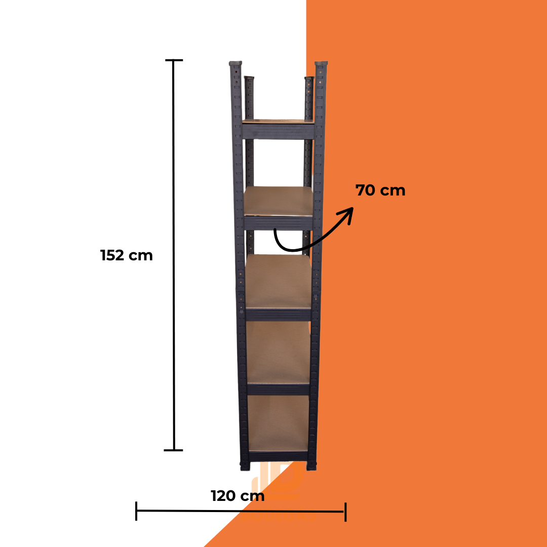 Estante metálico negro 152x70x30 cm MDF 800kg