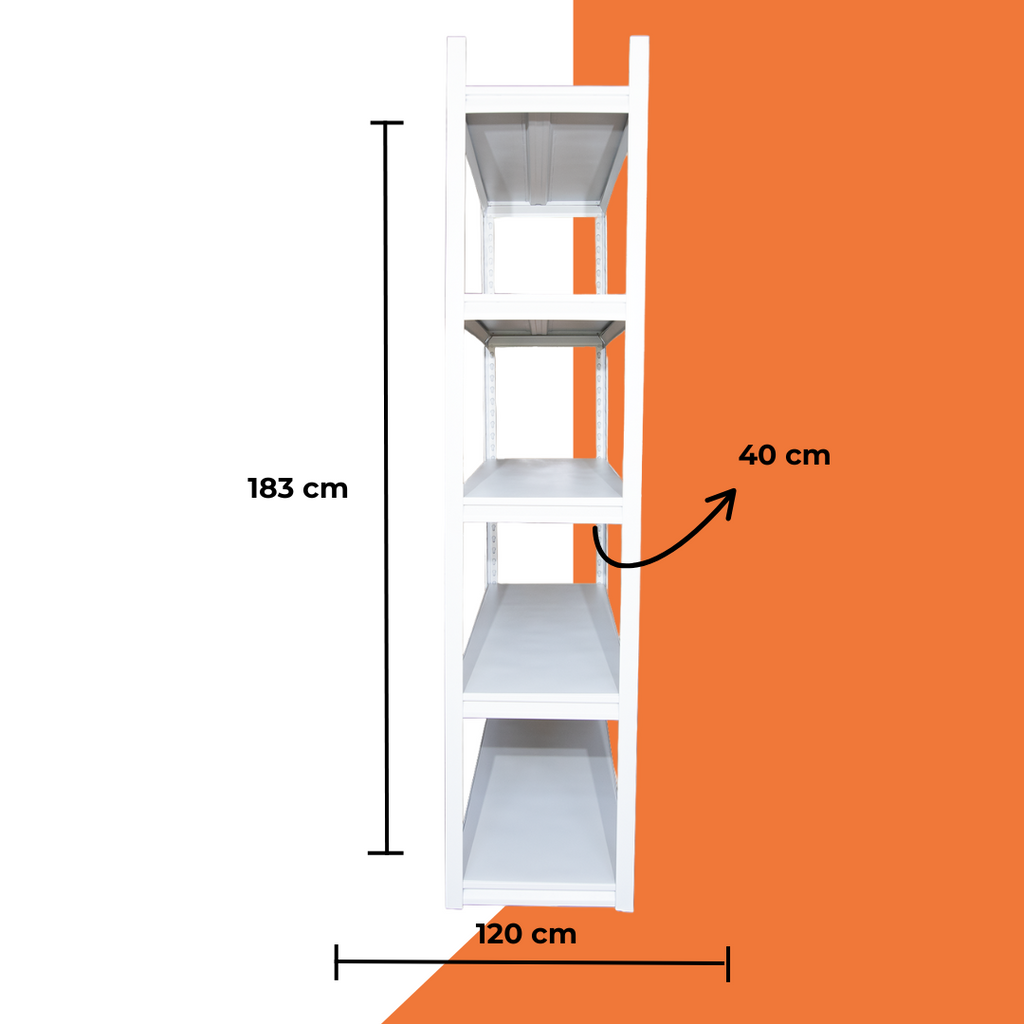 Estante metálico blanco 183x120x40 cm 500kg
