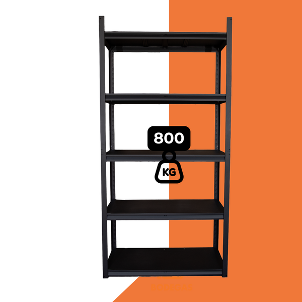 Estante metálico negro 183x90x40 cm 800kg - D-Bodegas